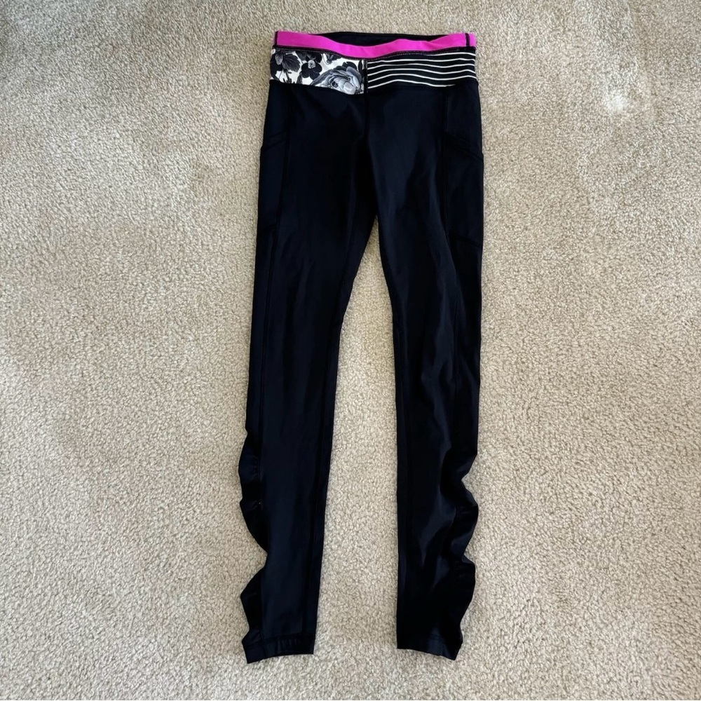 Lululemon Speed Tight Brushed Interlock Black Quilt Winter Size 4